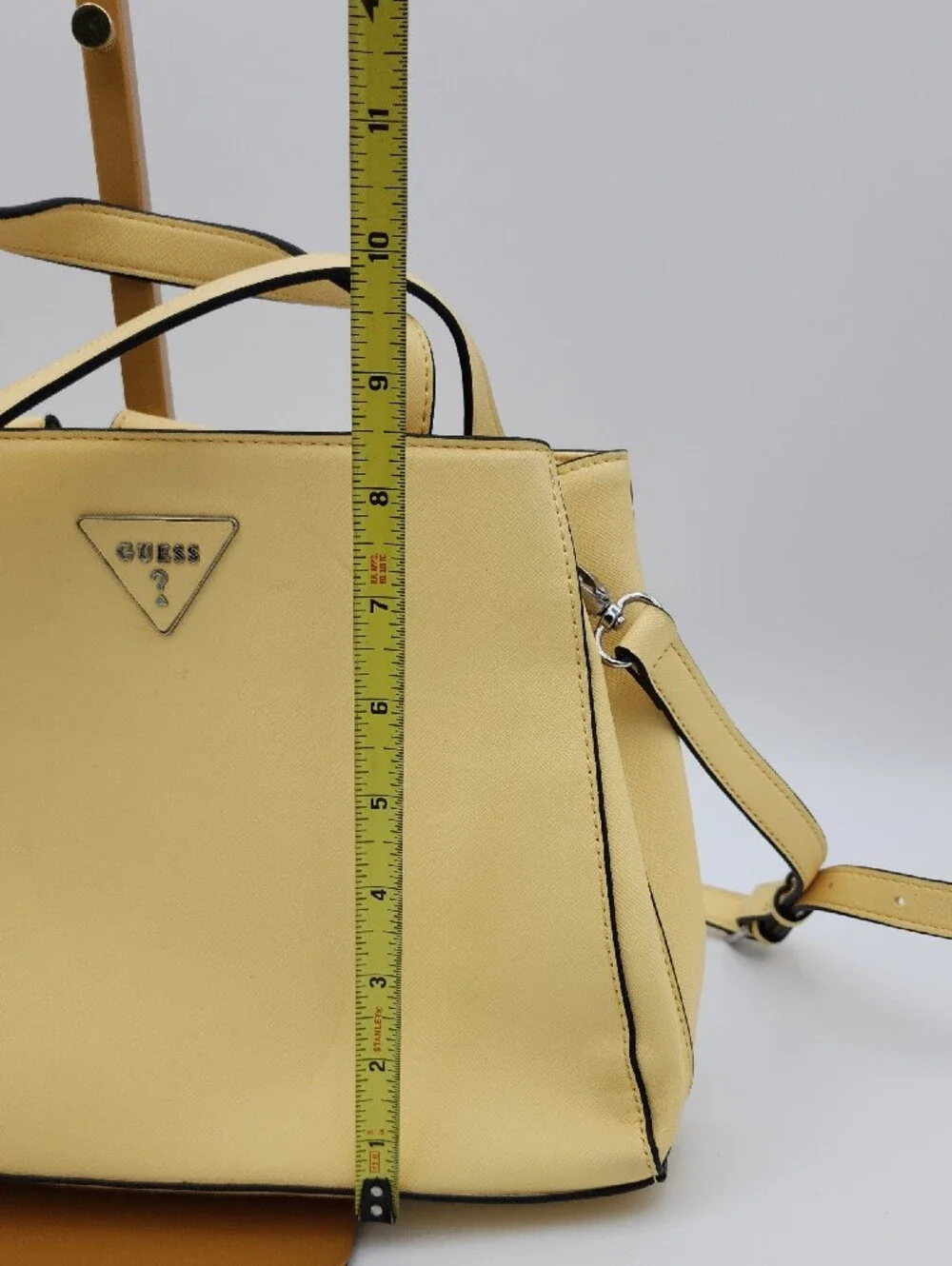 GUESS Yellow Structured Saffiano Satchel with Detachable Strap